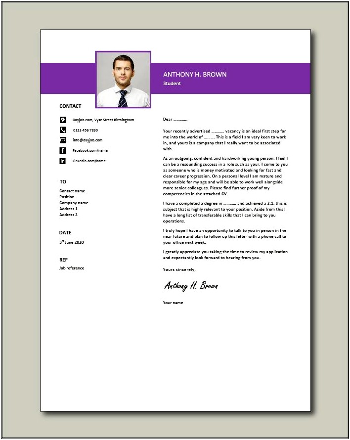 Graduate First Job Cover Letter Template