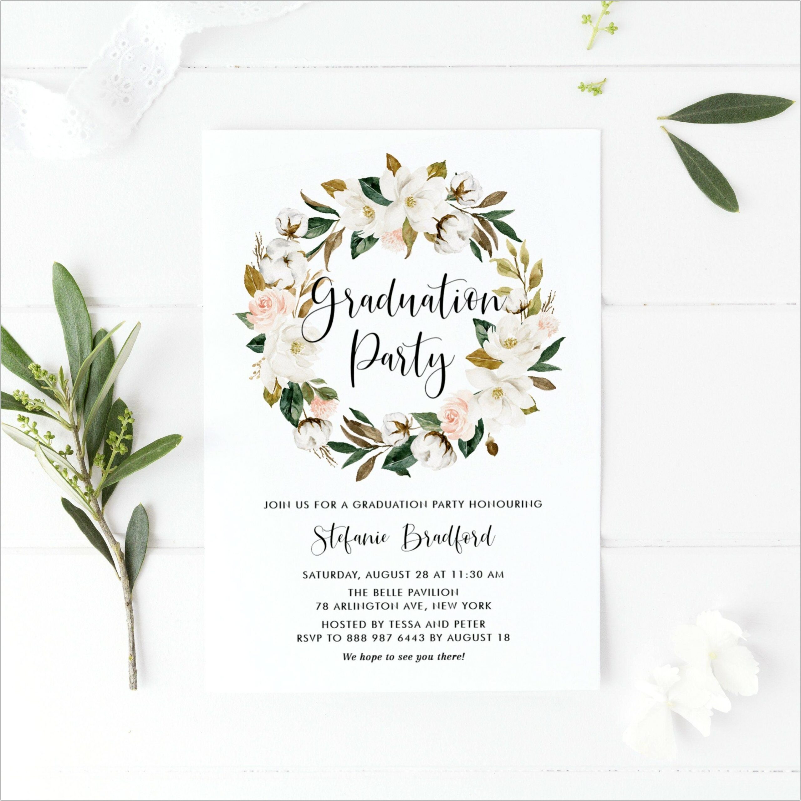 Graduation Invitation Template For Word With Watercolor