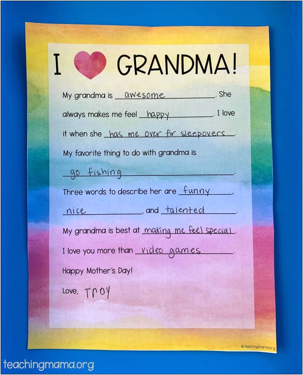 Grandma On Mother's Day Letter Template