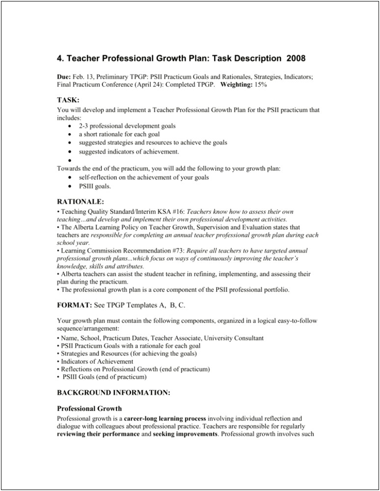 Growth Template Growth Plan Template For Teacher