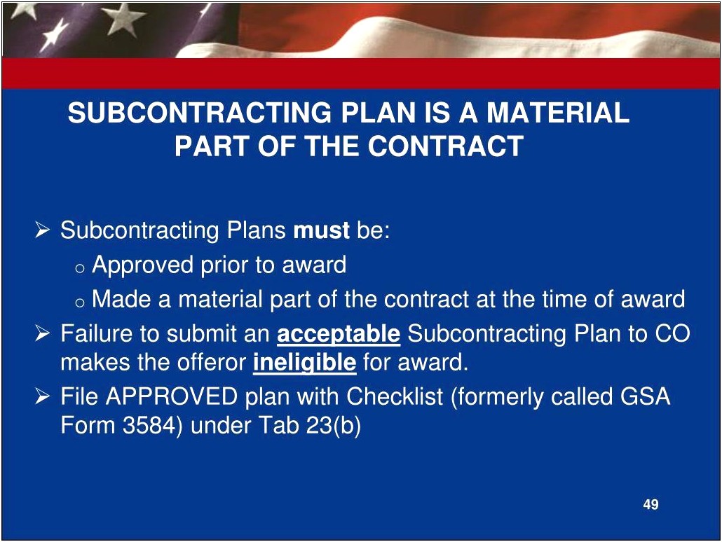 Gsa Small Business Subcontracting Plan Template