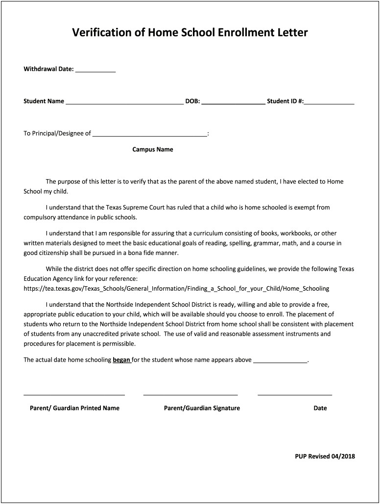 Guardianship Letter For School Enrollment Template