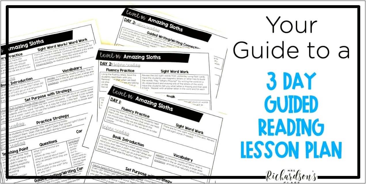 Guided Reading Group Lesson Plan Template