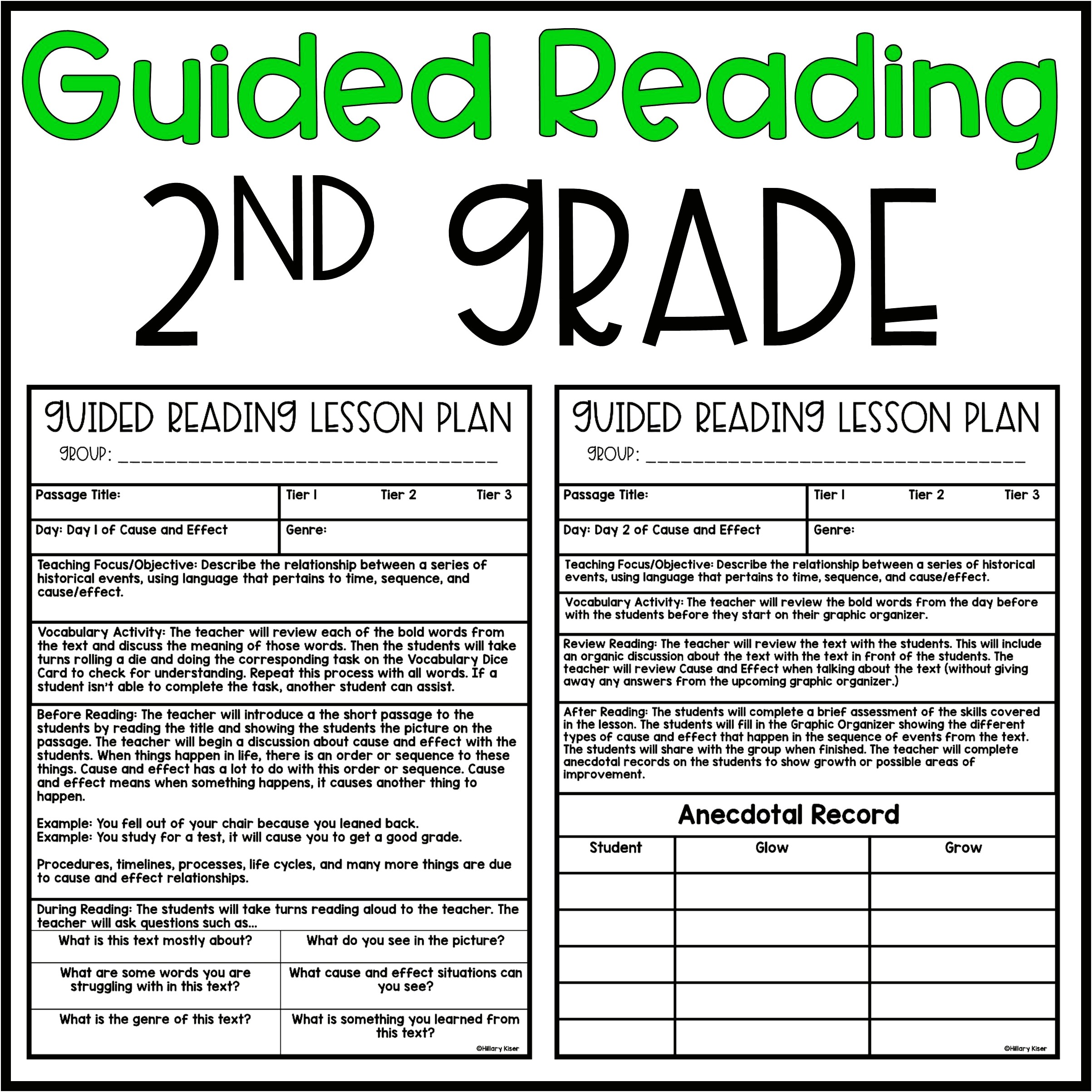 Guided Reading Lesson Plan Template For 2nd Grade