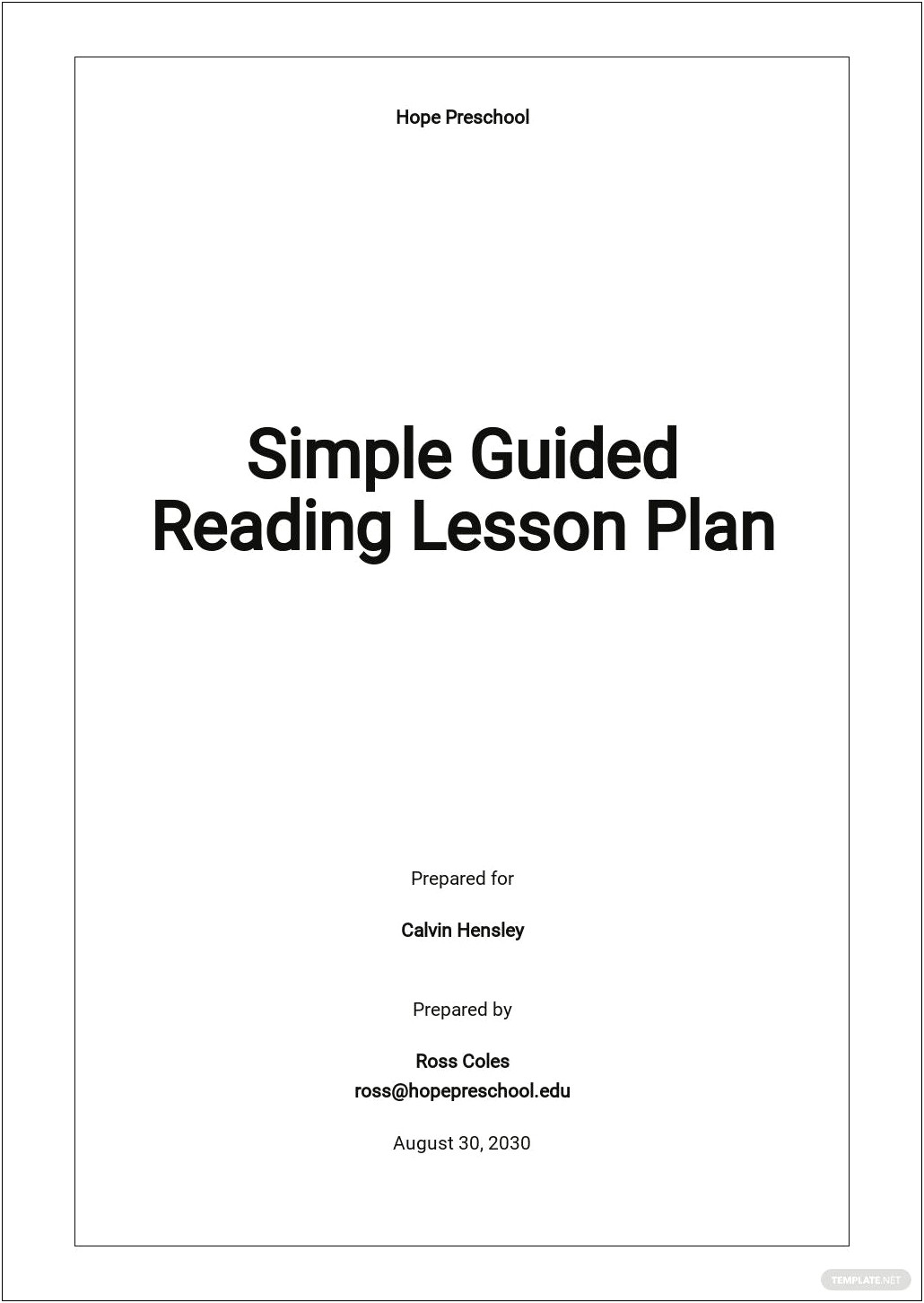 Guided Reading Lesson Plan Template Pdf