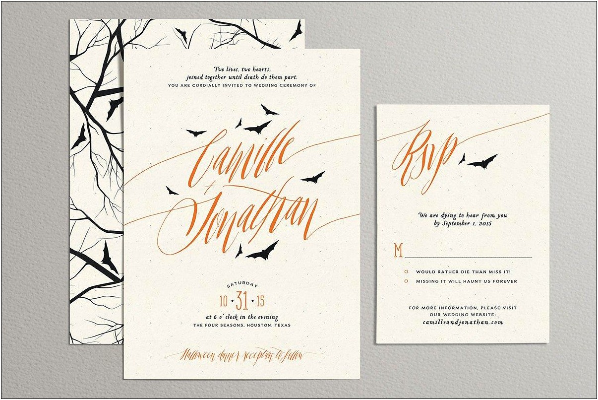 Halloween Crow And Tree Wedding Invitation