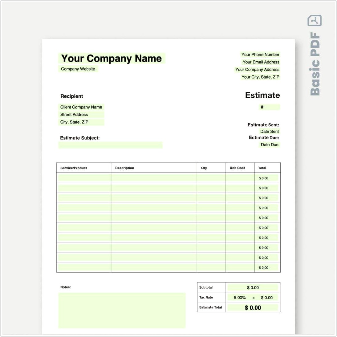 Handyman Estimate Template For Microsoft Word