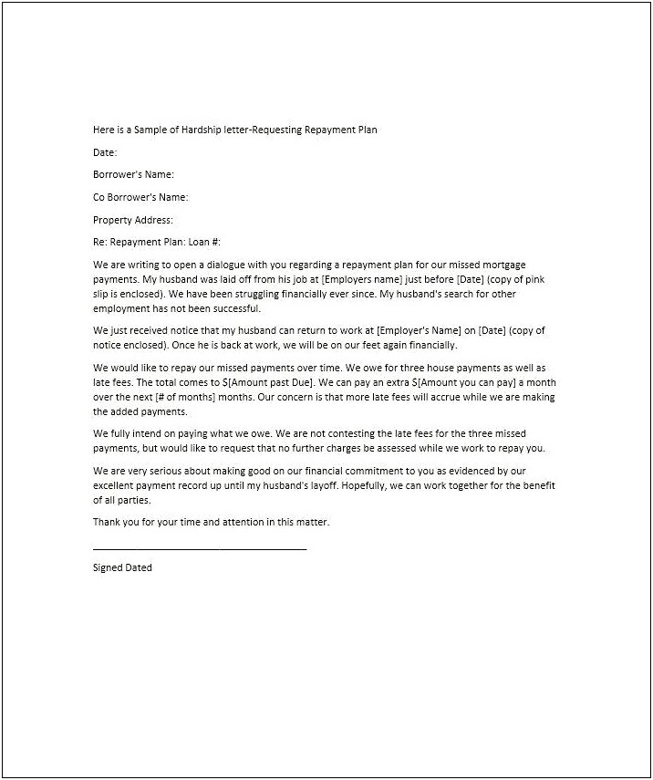 Hardship Letter Template To Mortgage Company