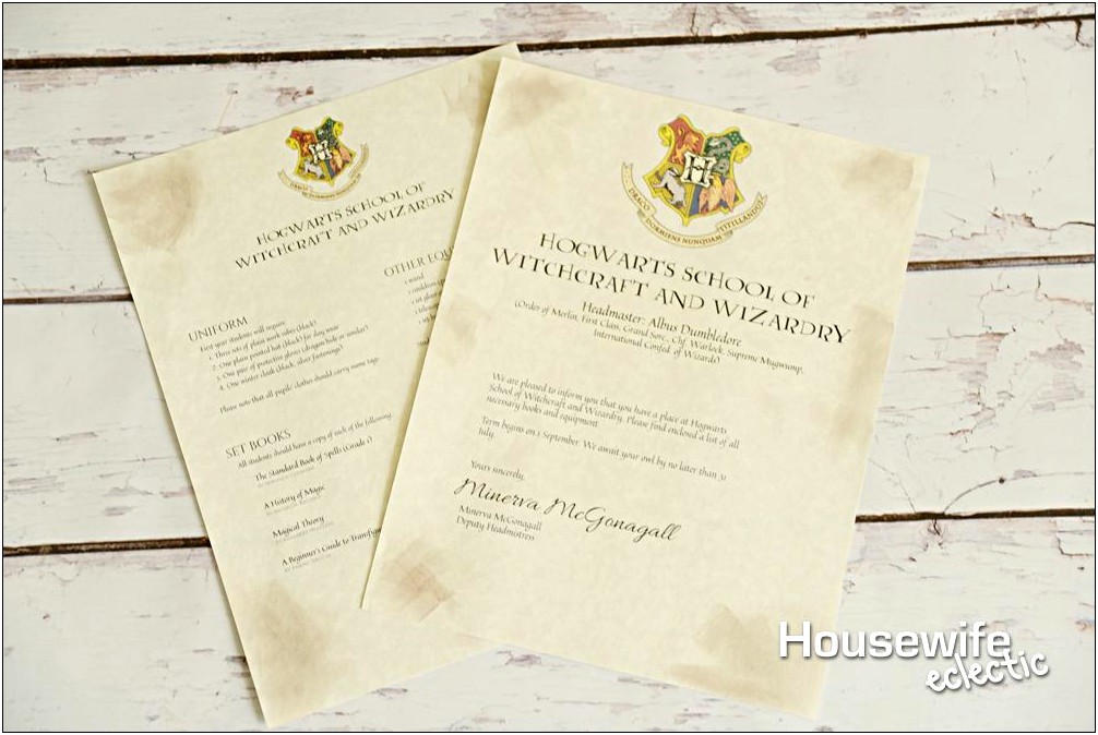 Harry Potter Acceptance Letter Envelope Template Printable