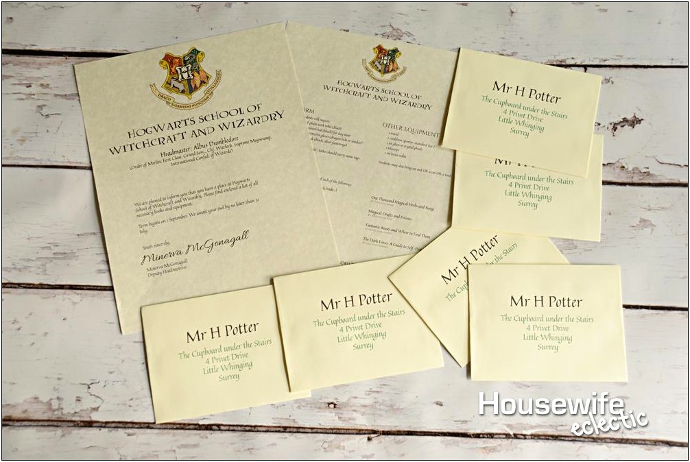 Harry Potter Acceptance Letter Free Template