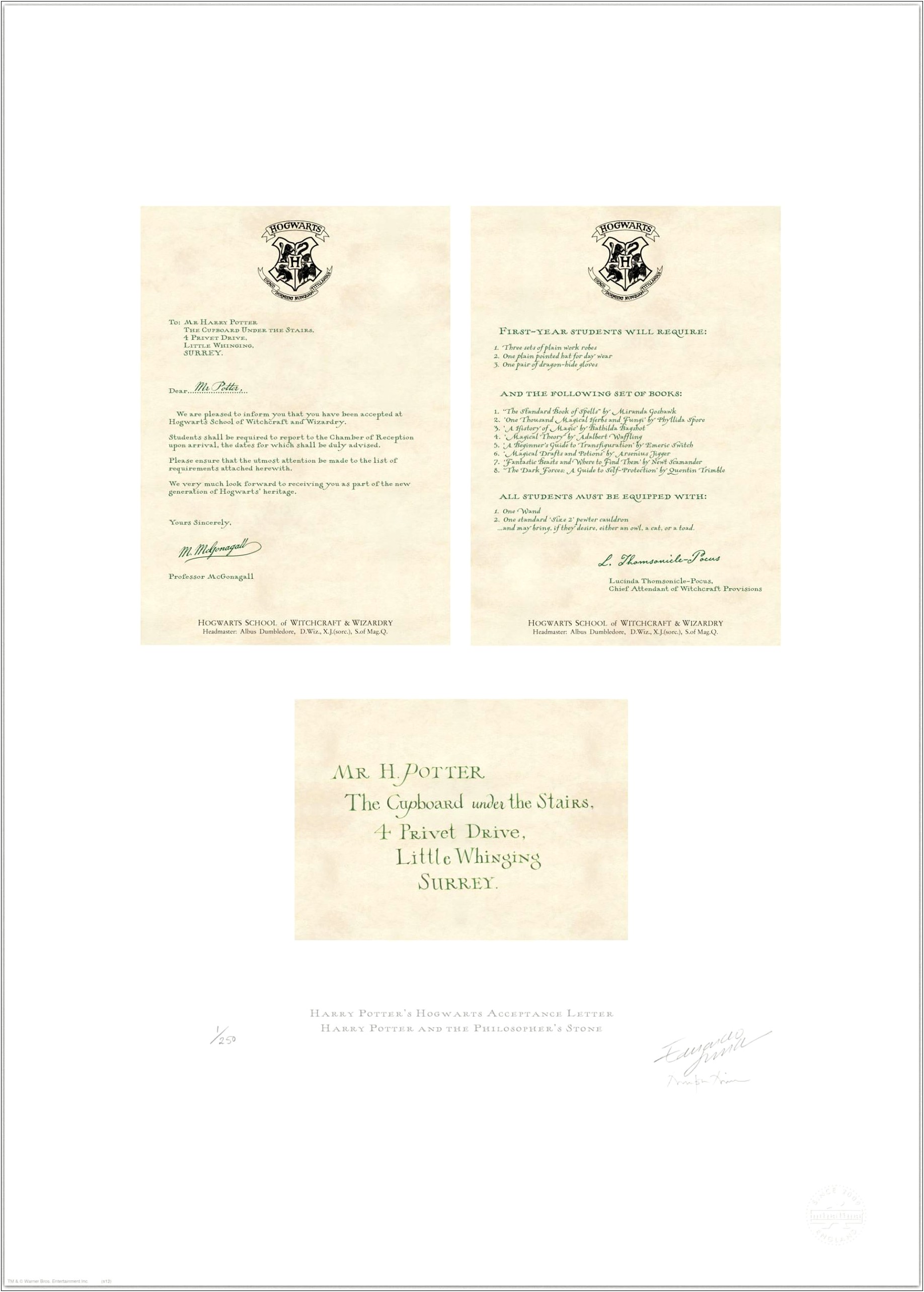 Harry Potter Acceptance Letter Template Printable