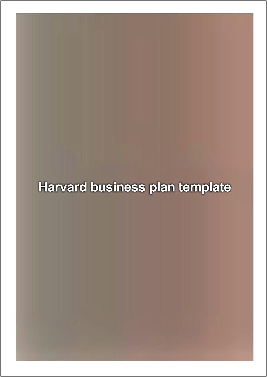 Harvard Business Services Business Plan Template