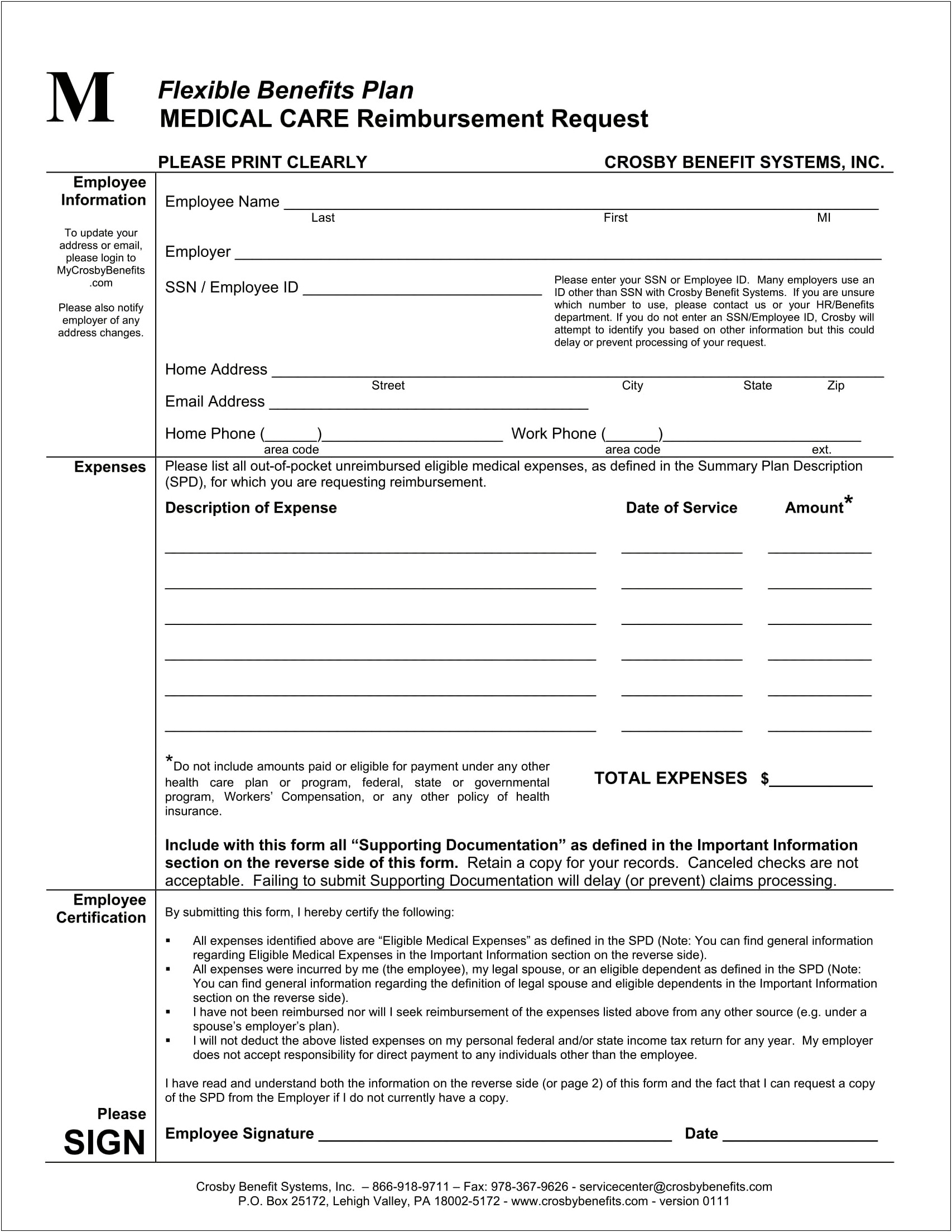 Health And Medical Reimbursement Plan Template