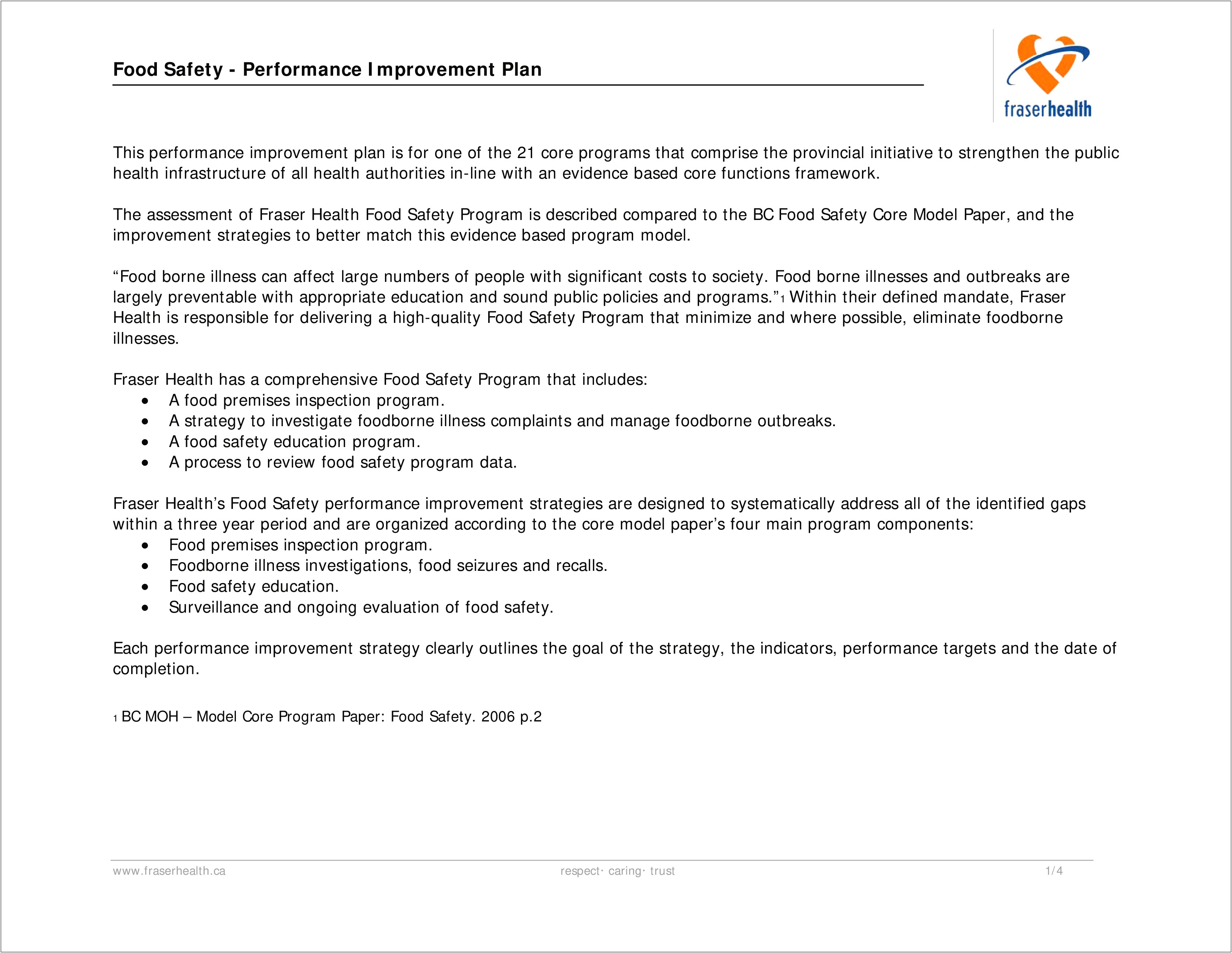 Health And Safety Plan Template Bc