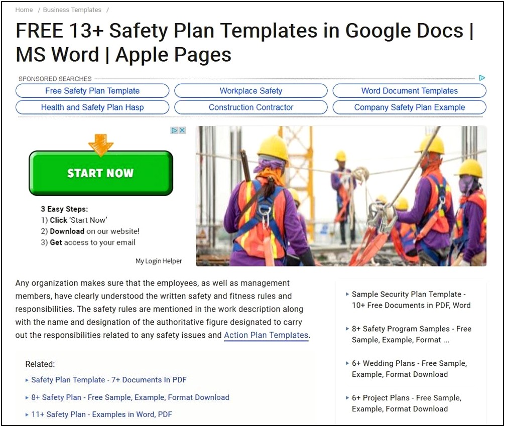 Health And Safety Plan Template South Africa Doc