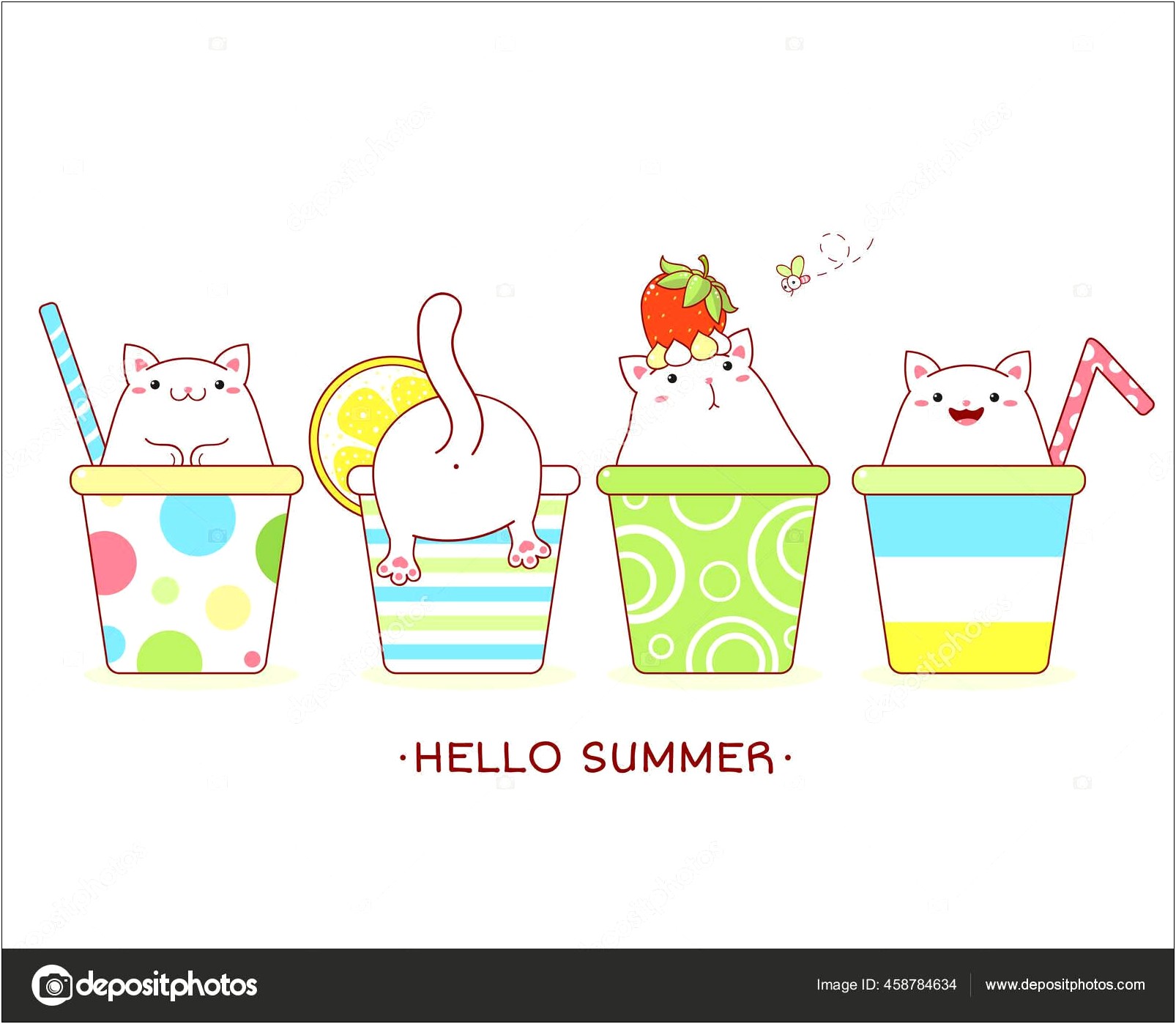 Hello Summer Bubble Letter Template Cartoon