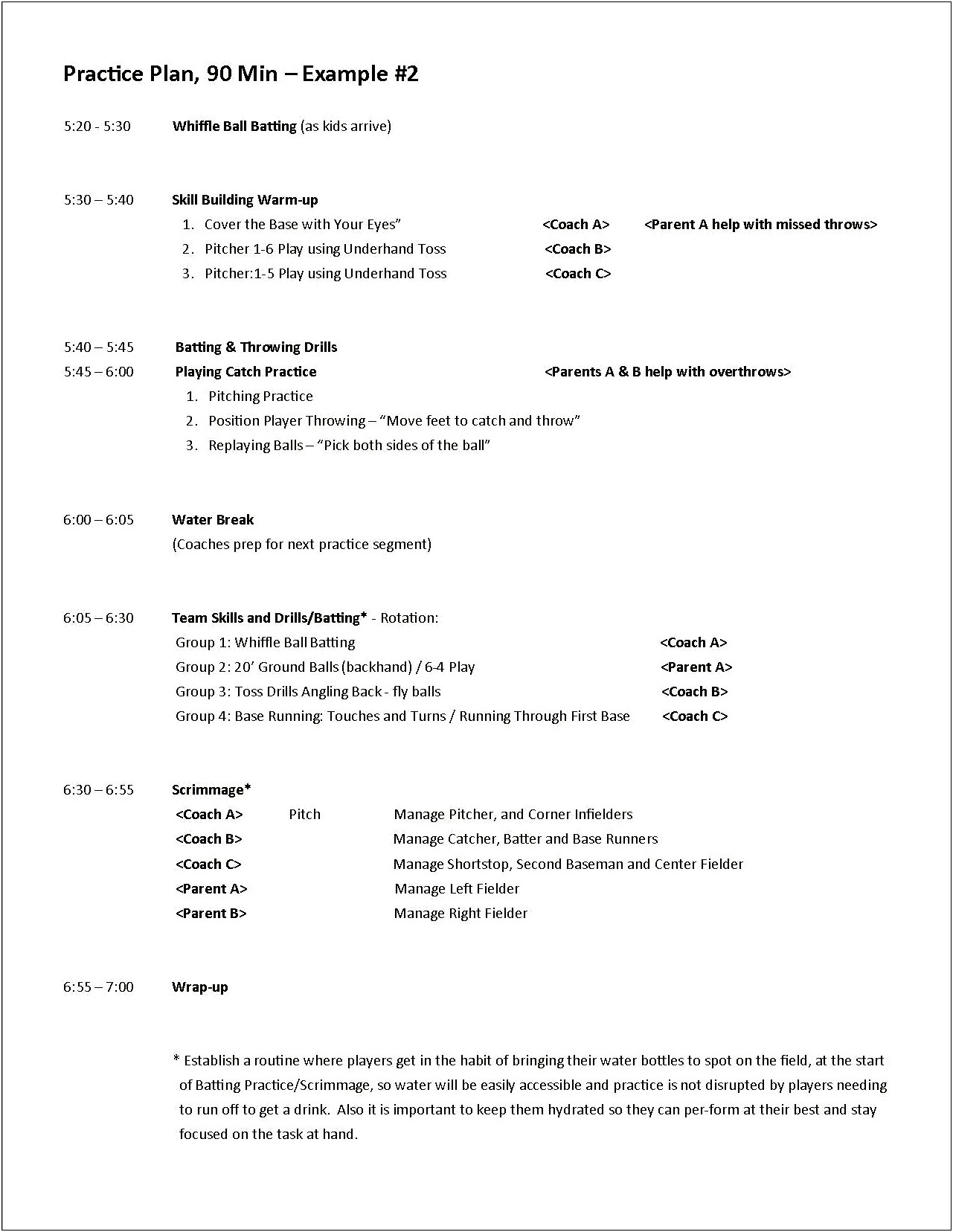 High School Baseball Practice Plan Template