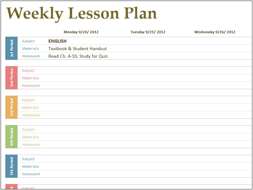 High School Daily Lesson Plan Template Word