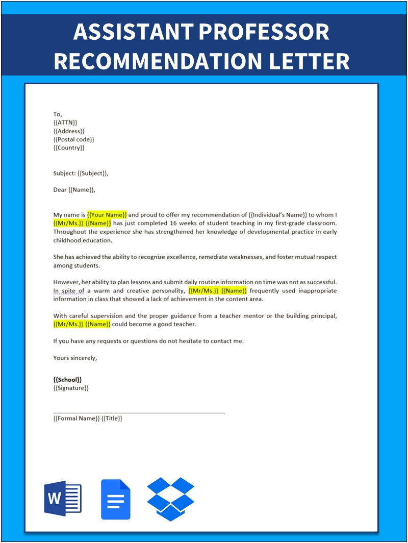 High School Guidance Counselor Recommendation Letter Template