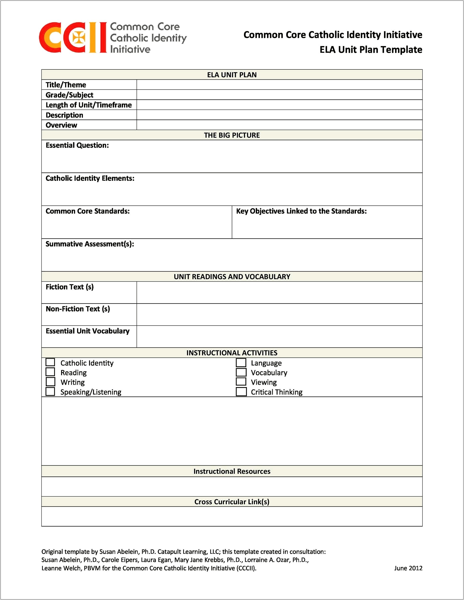 High School Language Arts Lesson Plan Template