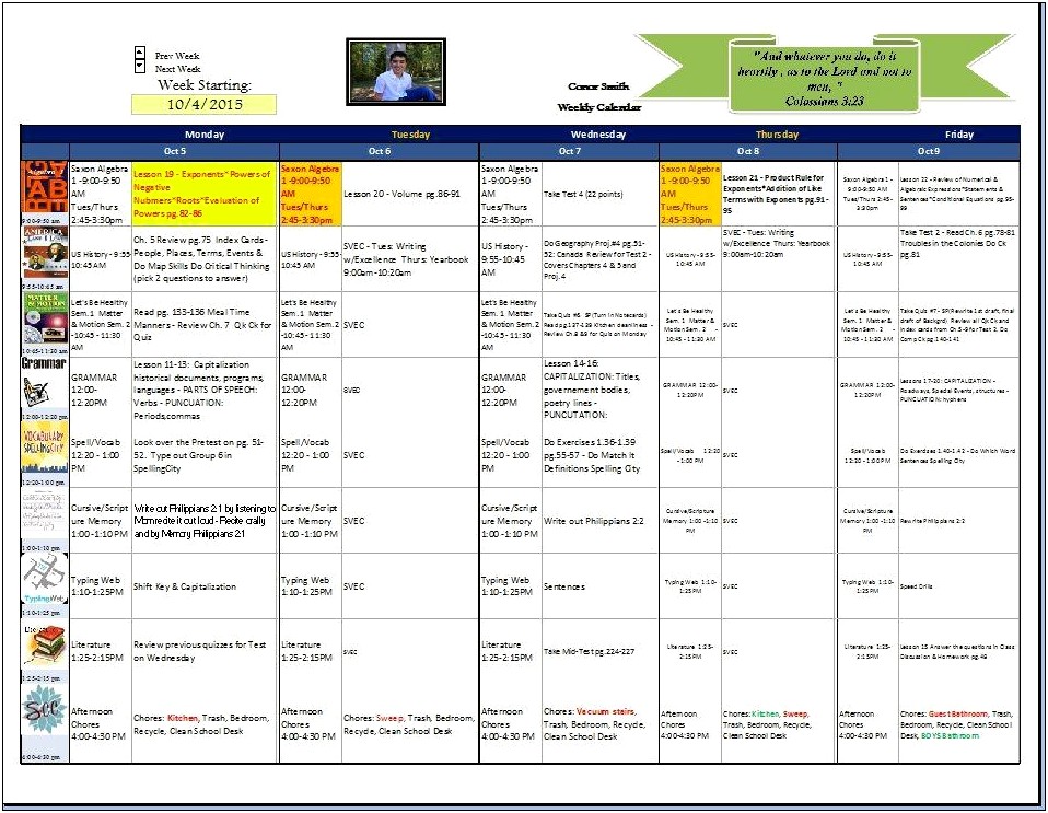 High School Lesson Plan Template Excel