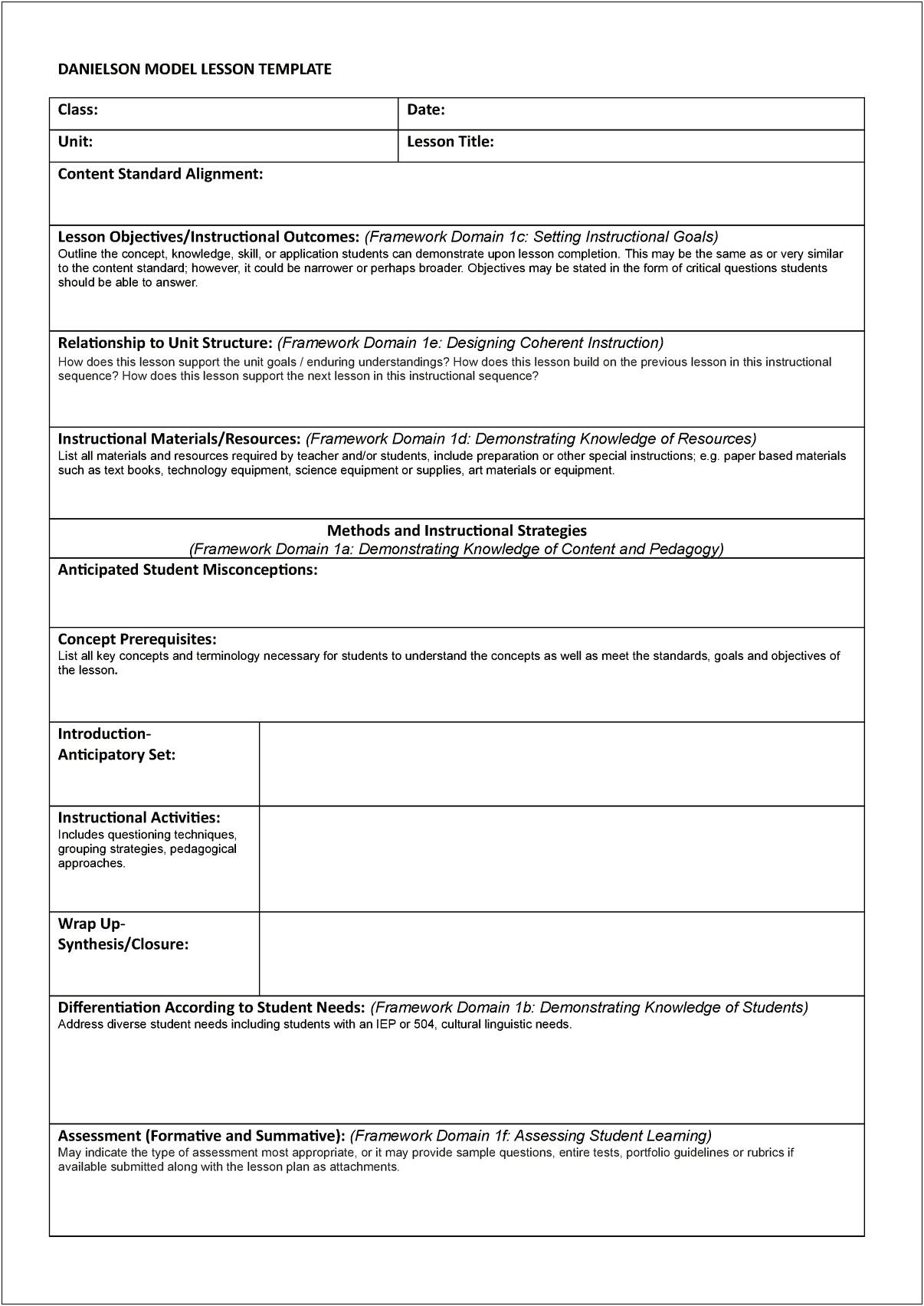 High School Lesson Plan Template Science