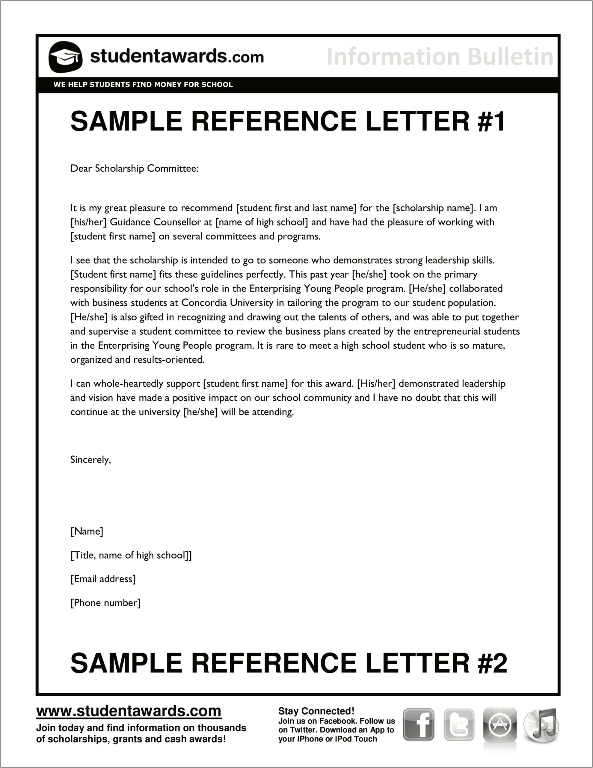High School Student Letter Of Recommendation Template