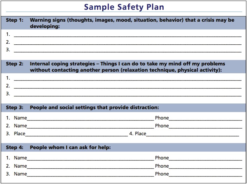 High School Student Safety Plan Template