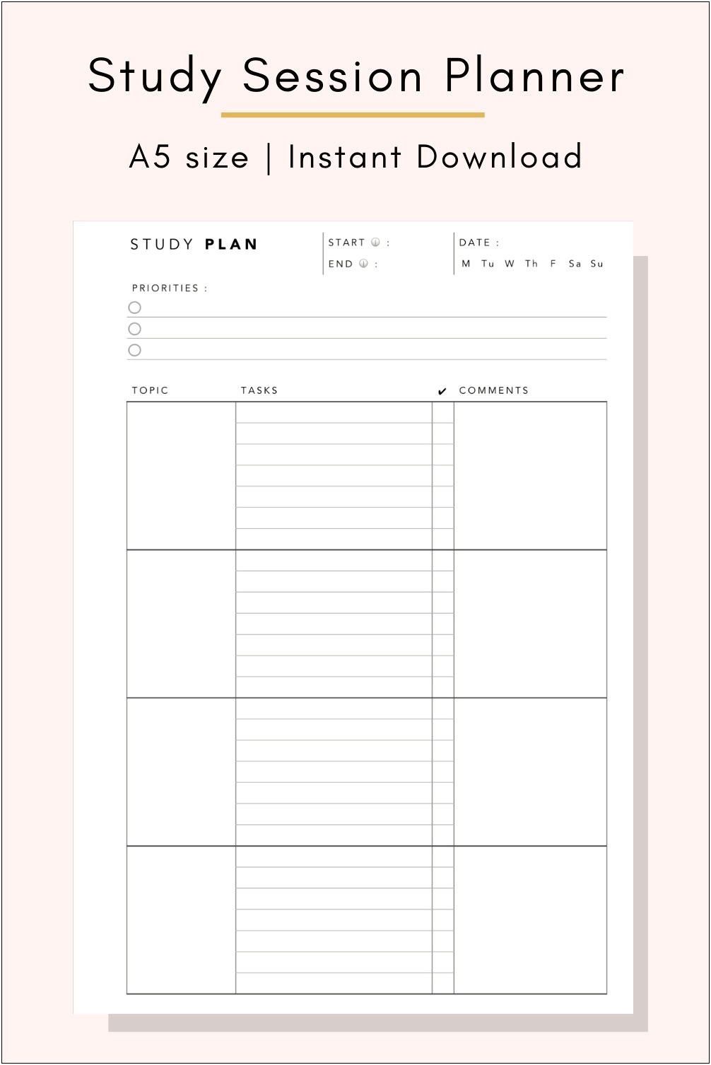 High School Student Study Plan Template