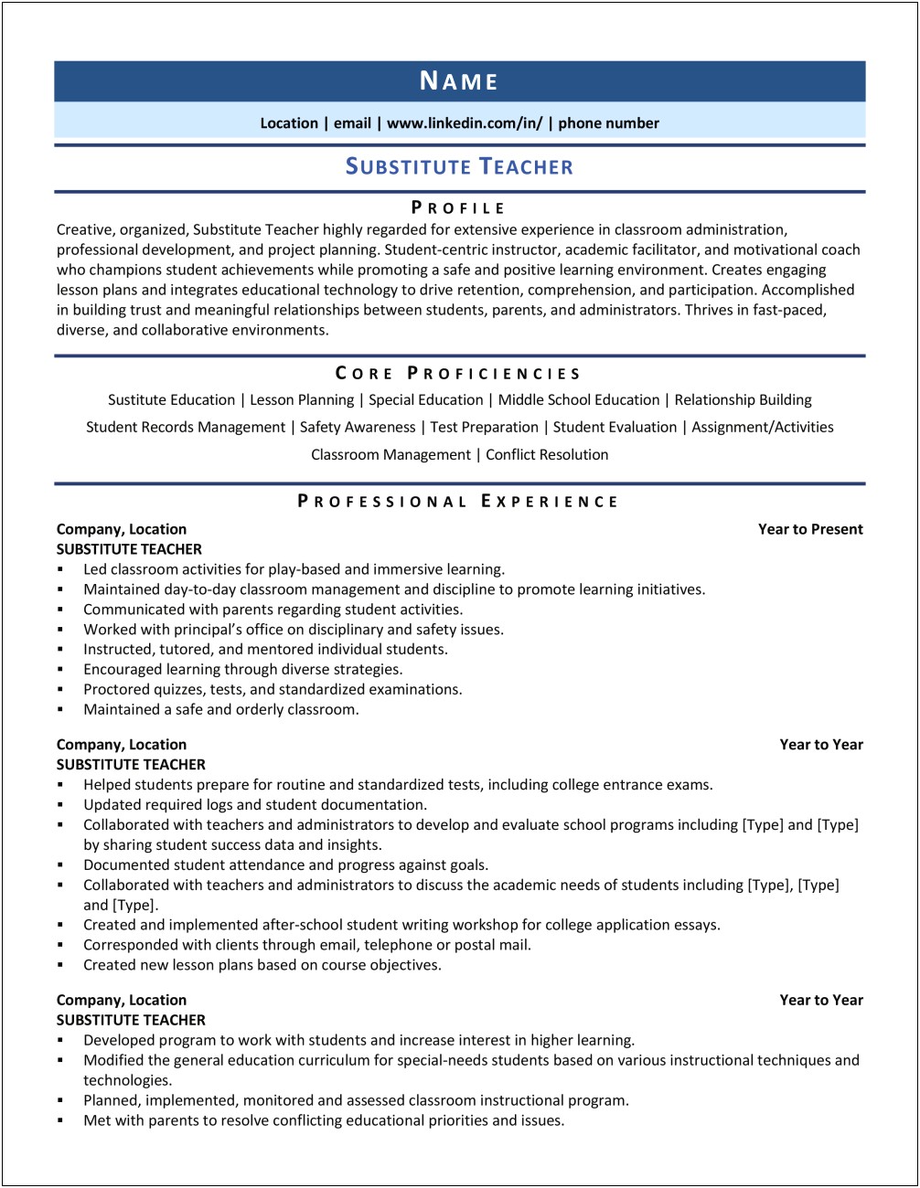 High School Substitute Teacher Lesson Plan Template