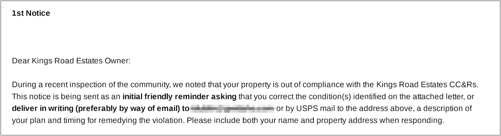 Hoa Violation Letter Follow Up Template