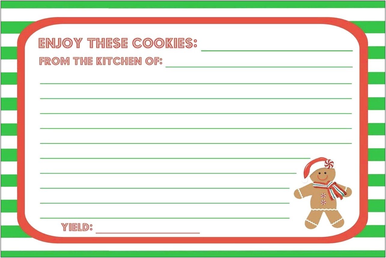 Holiday Recipe Card Template For Word