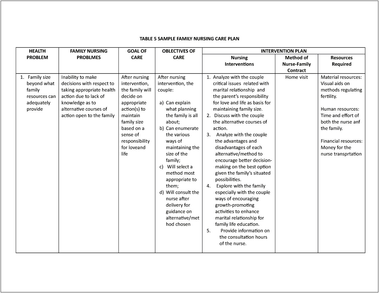 Home Care Nursing Care Plan Template