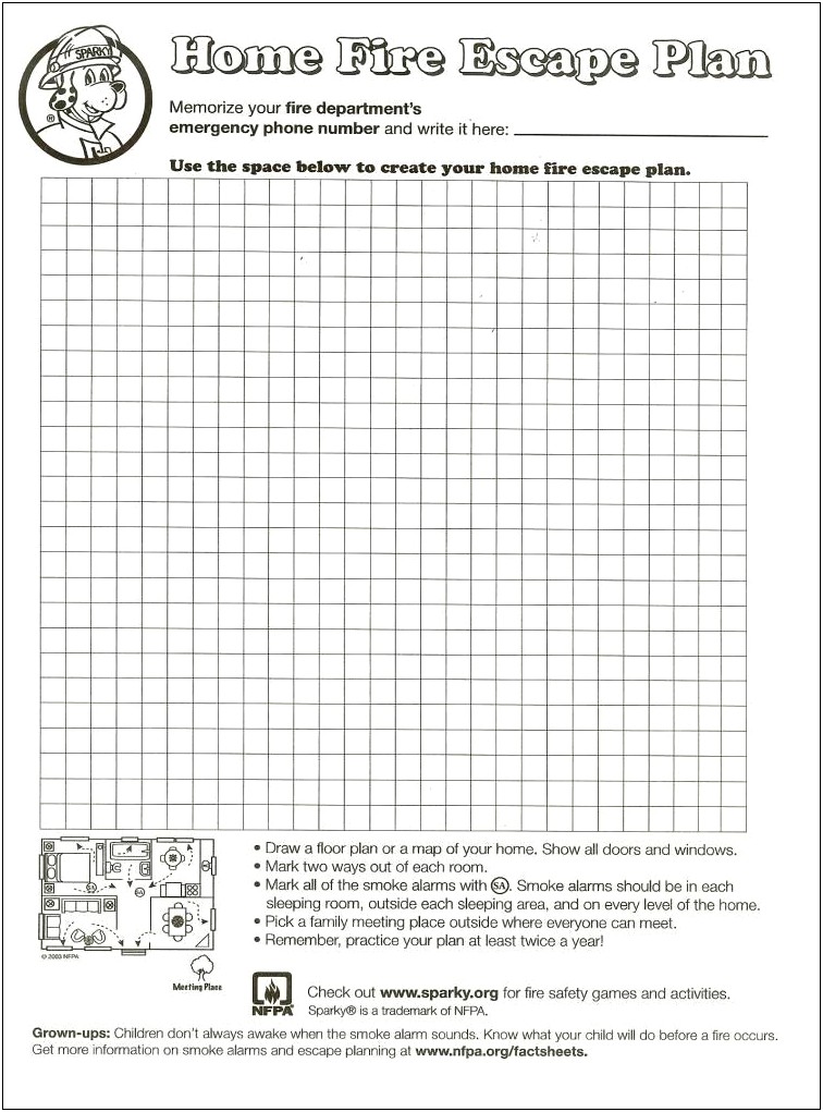 Home Evacuation Plan Template For Fire