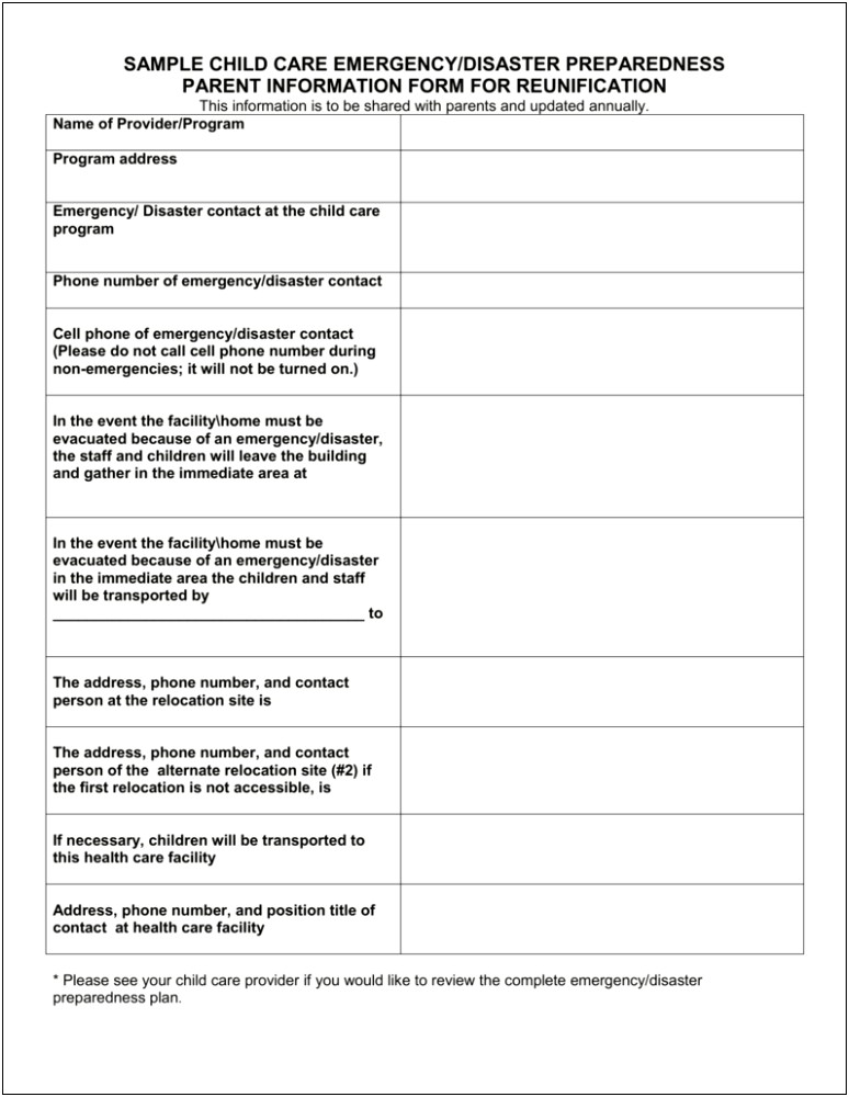 Home Health Emergency Preparedness Plan Template