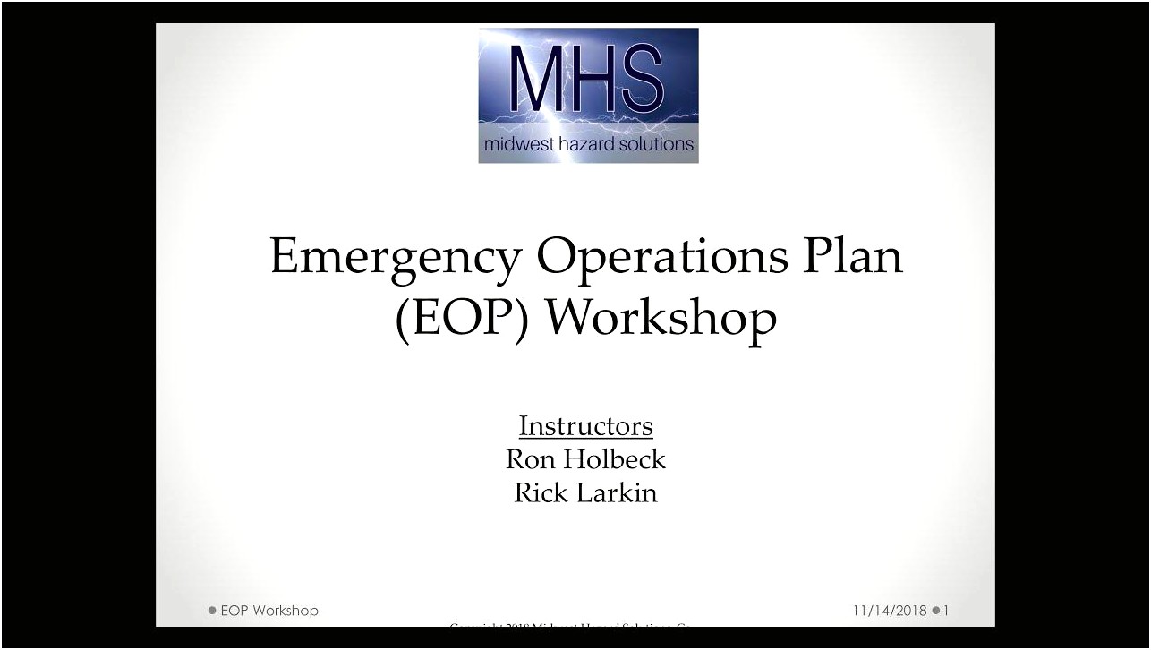 Hospital Emergency Operations Plan Eop Template