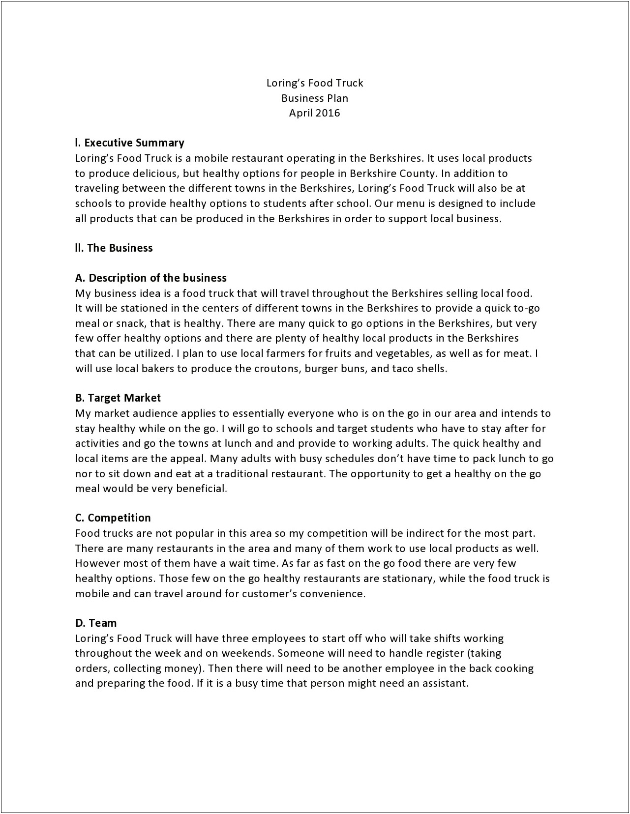 Hot Dog Cart Business Plan Template