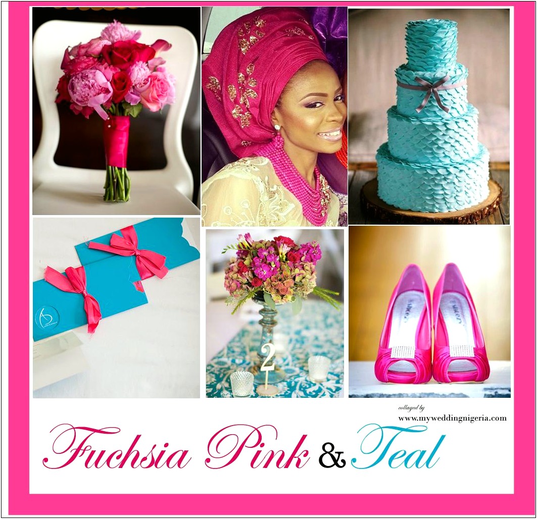 Hot Pink And Teal Wedding Invitations