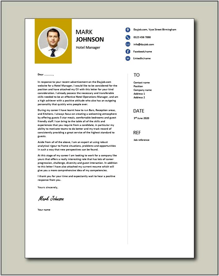 Hotel General Manager Cover Letter Templates