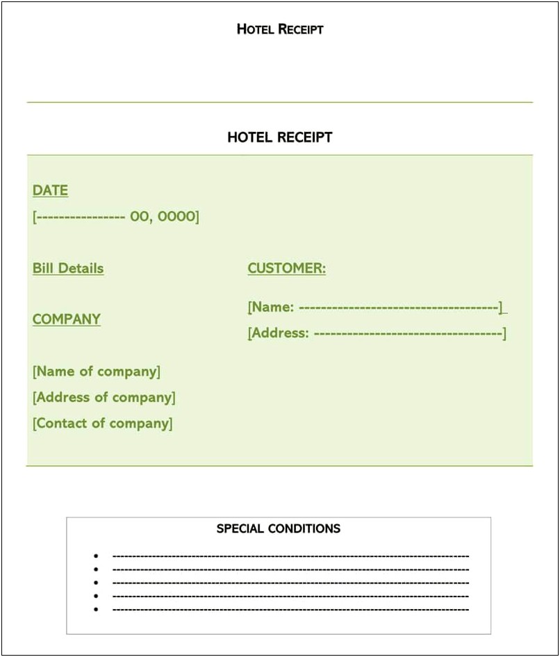 Hotel Invoice Format In Word Template