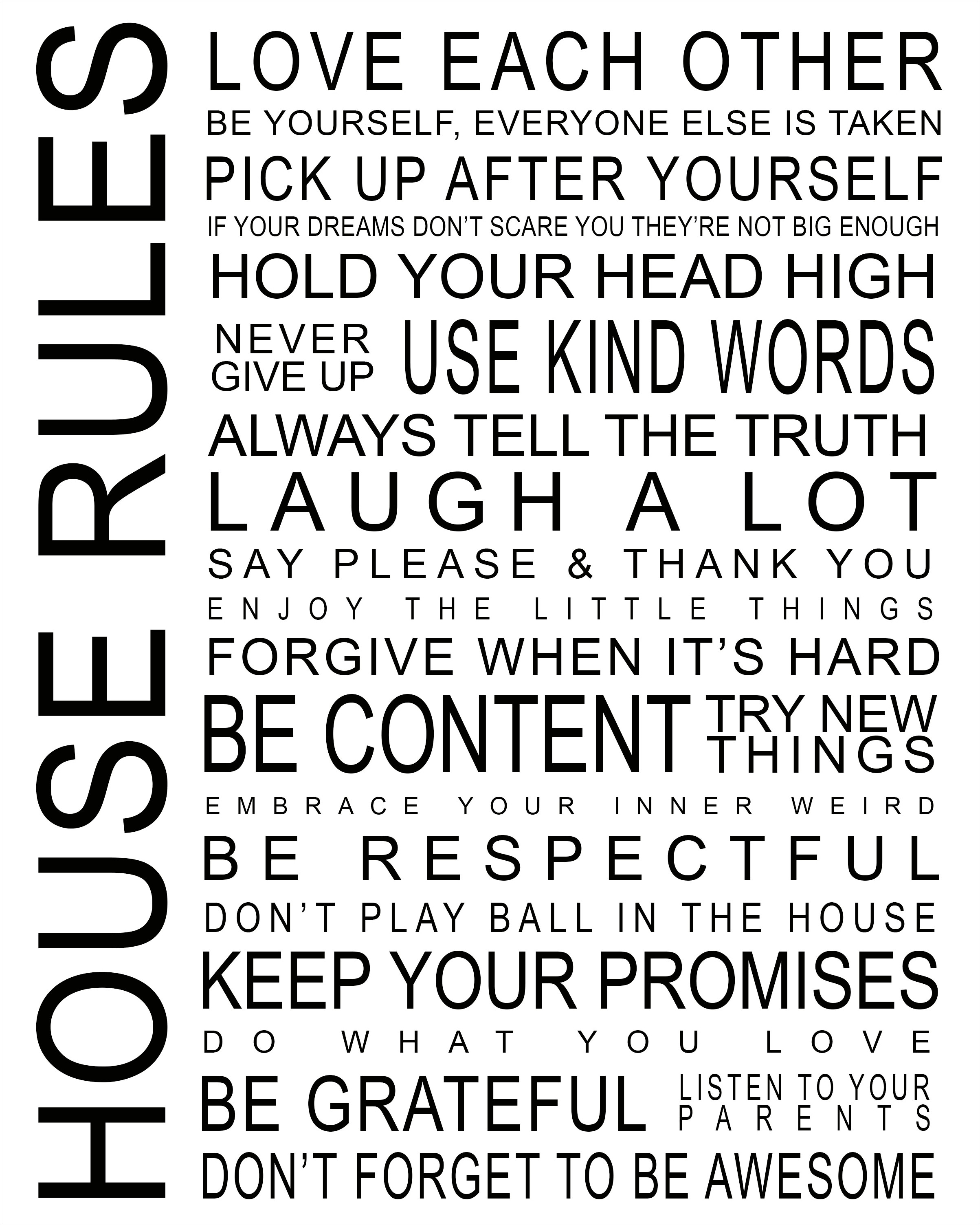 House Rules For Kids Word Template