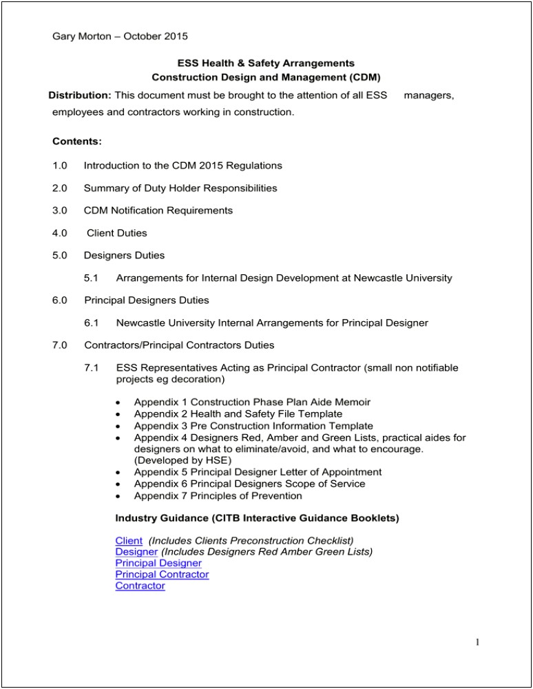 Hse Pre Construction Phase Plan Template