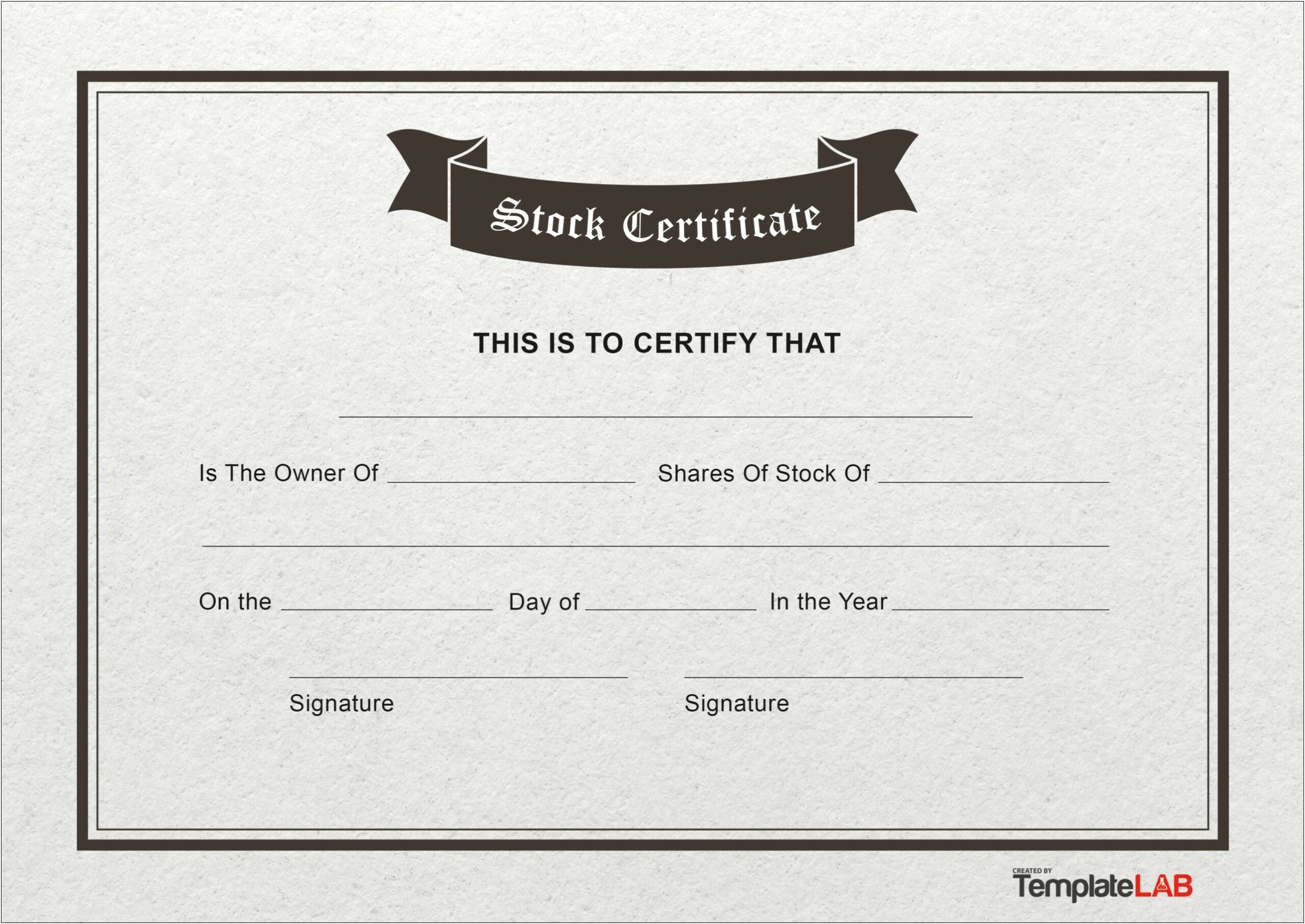 Hubco New York Stock Certificate Template Word