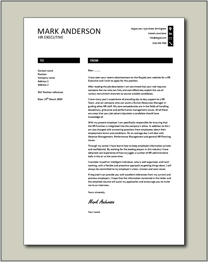 Human Resources Assistant Cover Letter Template