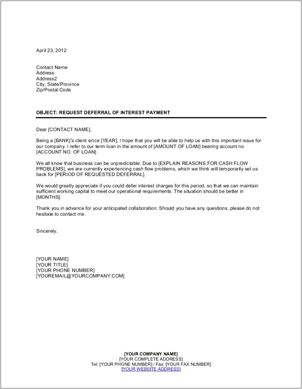 Ict Deferment Letter From Employer Template