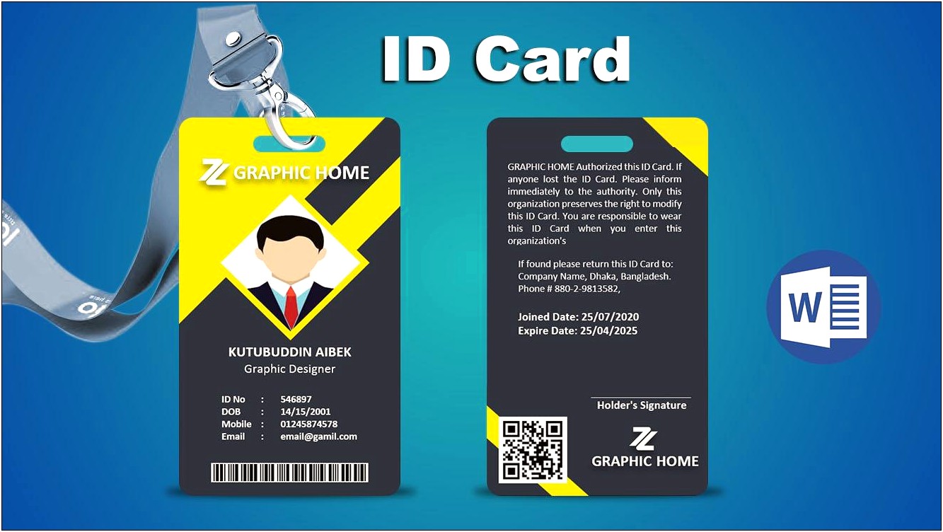 Id Card Template For Word Free