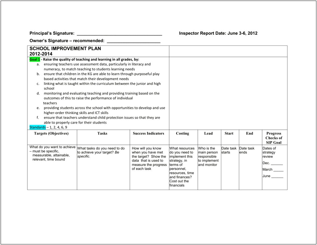 Illinois School Improvement Plan Guide And Template