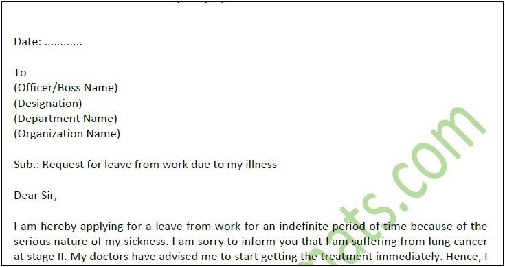 Ilr Absence Letter From Employer Template