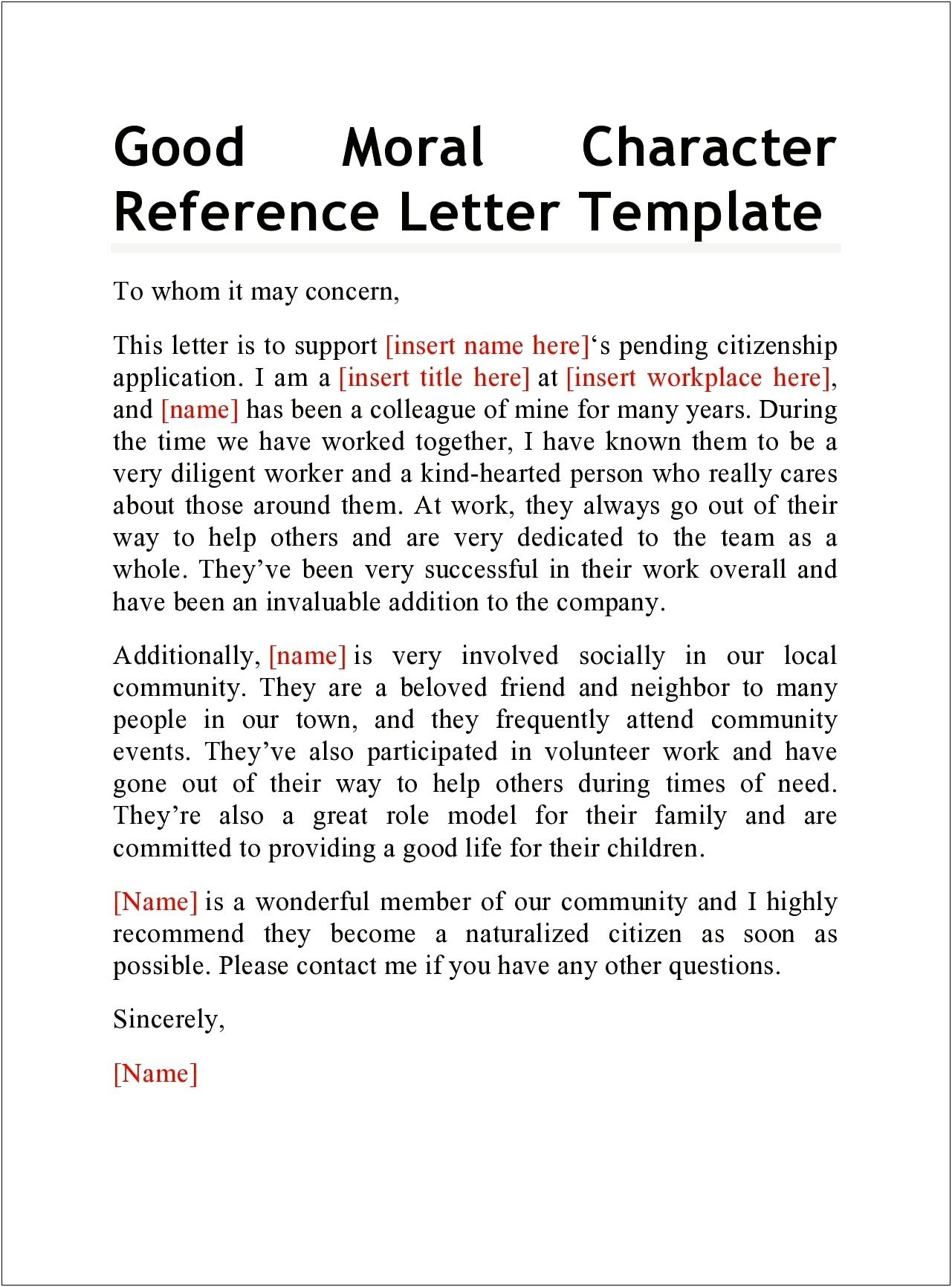 Immigration Letter Of Support For A Friend Template