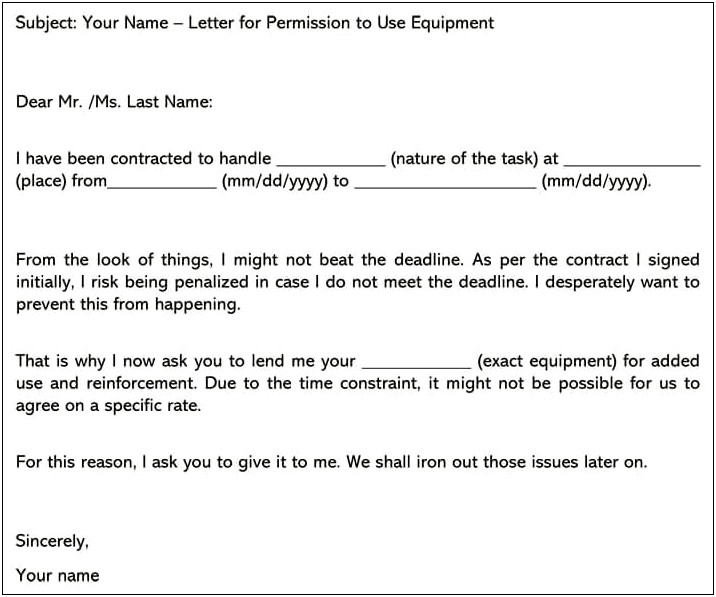 In Kind Letter Agreement Template Equipment Lease